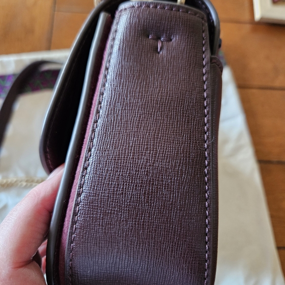 Tory Burch Dark Brown Crossbody Bag with Colorful Stitching - Picture 7 of 10